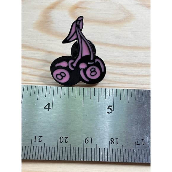 Pink & Black 8 Ball Cherry Enamel Pin With Secure Backing For Jackets Hats Bags - Picture 2 of 3